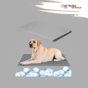 Bardzo duża niebieska mata chłodząca żelowa o wymiarach 70x110cm dla dużych psów i kotów, składana podkładka z chłodzącym żelem w rozmiarze XXL, idealna na gorące dni
