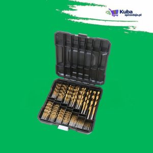 Profesjonalny zestaw 99 wierteł tytanowych uniwersalnych do metalu i drewna w rozmiarach od 1,5 mm do 10 mm, ułożonych w praktycznym organizer z oznaczeniami rozmiarów, zaprojektowanych do precyzyjnego wiercenia w różnych materiałach