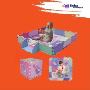 Duża, gruba mata piankowa dla dzieci, pełniąca funkcję edukacyjnej maty, kojca i układanki puzzle. Zestaw zawiera 25 elementów w różnych kolorach i kształtach, idealny do bezpiecznej zabawy i rozwijania zdolności motorycznych i poznawczych dziecka
