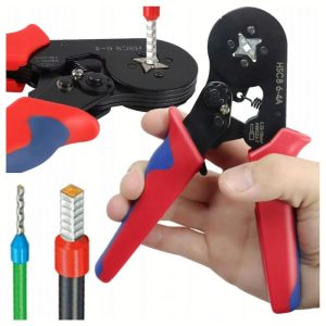 Profesjonalna praska zaciskarka do tulejek, konektorów i końcówek kabli elektrycznych, przeznaczona do przewodów o przekroju od 0,25 mm² do 10 mm², wyposażona w precyzyjne szczęki zaciskowe i ergonomiczną rączkę