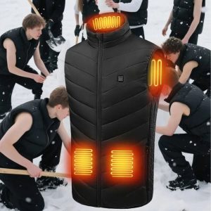 kamizelka podgrzewana usb uniseks 2xl czarna wodoodporna z 4 panelami grzewczymi z włókna węglowego
