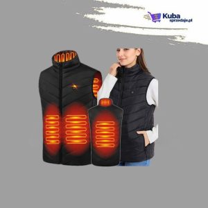 kamizelka podgrzewana usb uniseks 2xl czarna wodoodporna z 4 panelami grzewczymi z włókna węglowego
